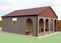 Windsor Concrete Garage with Arched Veranda Extension - Prefab 