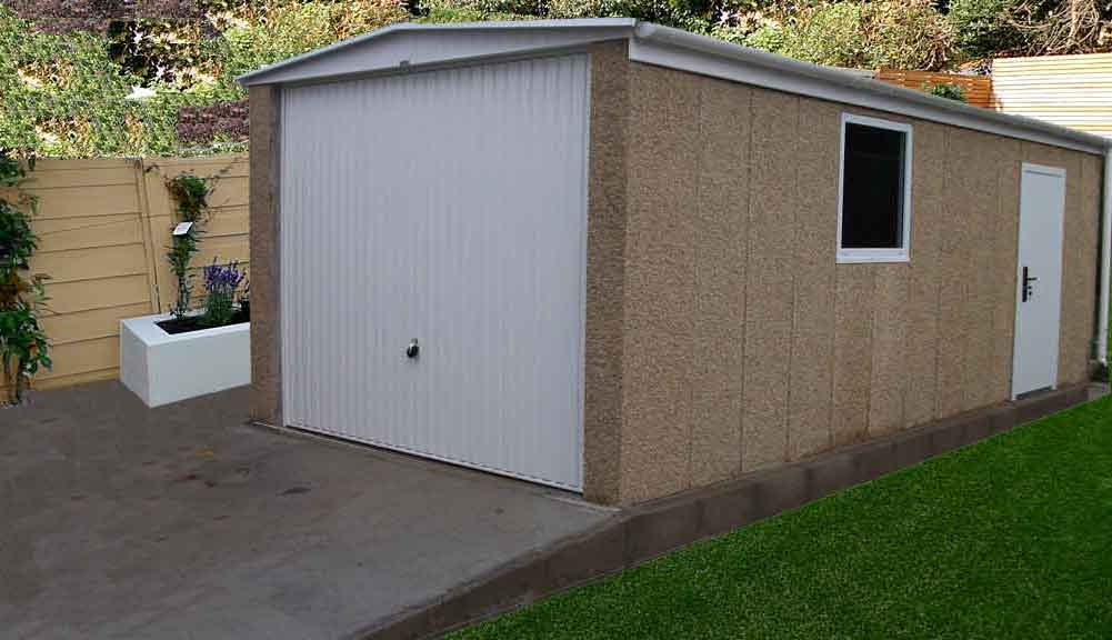 fairford Concrete garage with Interlocking concrete panels