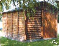 The Leofric Log Effect Cabin Concrete Garage